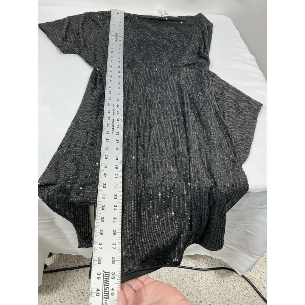 Womans Grace Karin Pullover Wrap Dress Medium black Sequin 1 Shoulder Lined NWT - Image 8