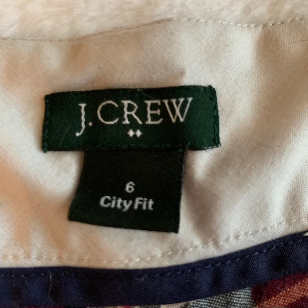 J. Crew City Fit Red & Yellow Madras Plaid Casual Summer Shorts Size 6 - Image 5