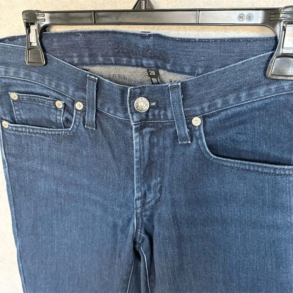 Ralph Lauren Women's Dark Blue Flared Jeans Size 28 Mid-Rise Denim - Image 2