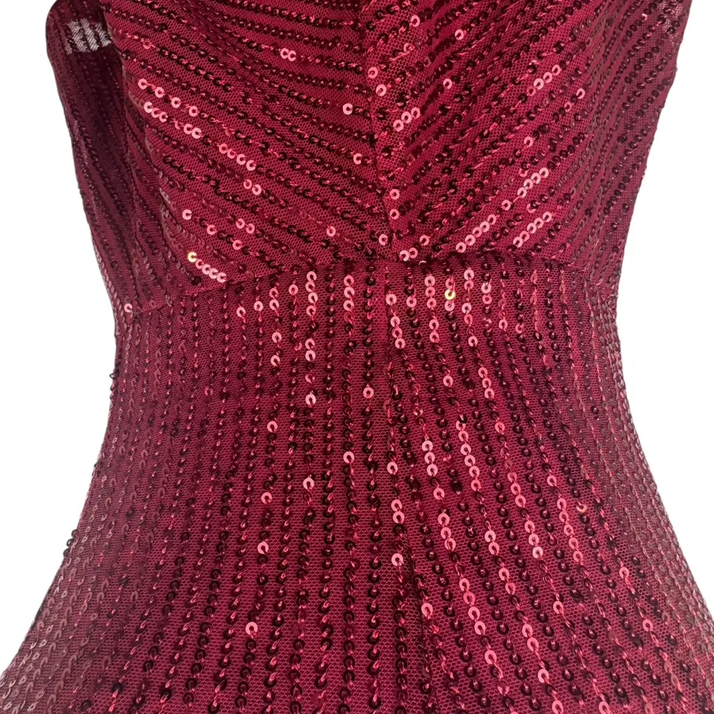 Grace Karin Red Sequin Peplum Sleeveless Blouse Top Size Small Holiday Party - Image 3