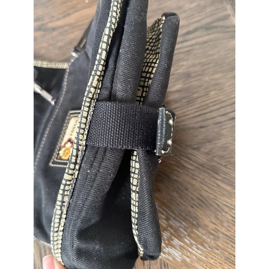 Fossil Black Crossbody Canvas Bag Embroidered Floral Patch & Adjustable … - Image 7