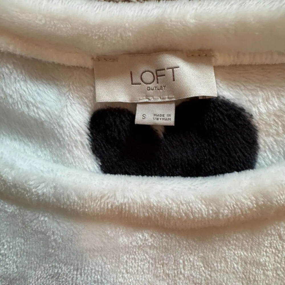 Loft Outlet | Heart Fuzzy White & Black Crew Neck Sweater Size Small Valentines - Image 5