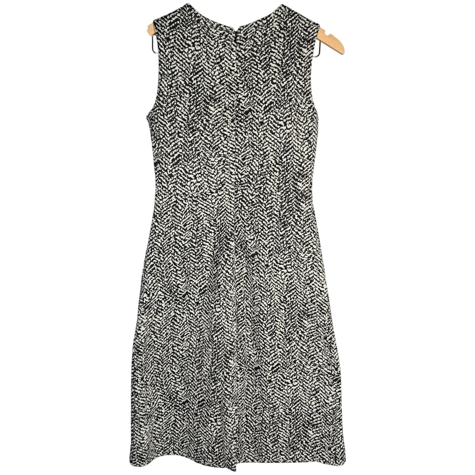 Lands End‎ Sleeveless Ponte Pencil Dress Black White Patterned Career Casual 2 - Image 2