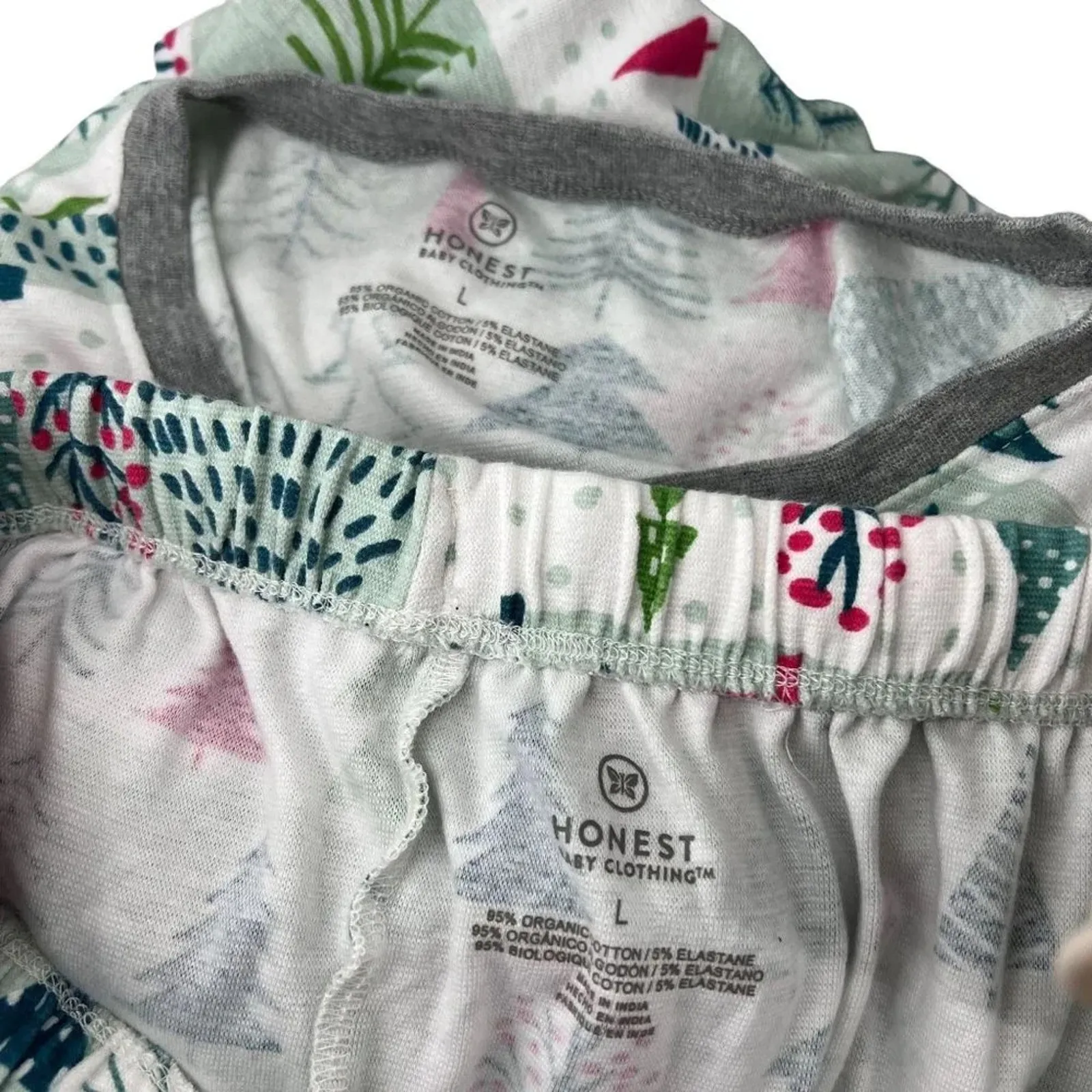 HonestBaby Organic Cotton Holiday Feelin' Pine Jammies Pajamas Large - Image 4