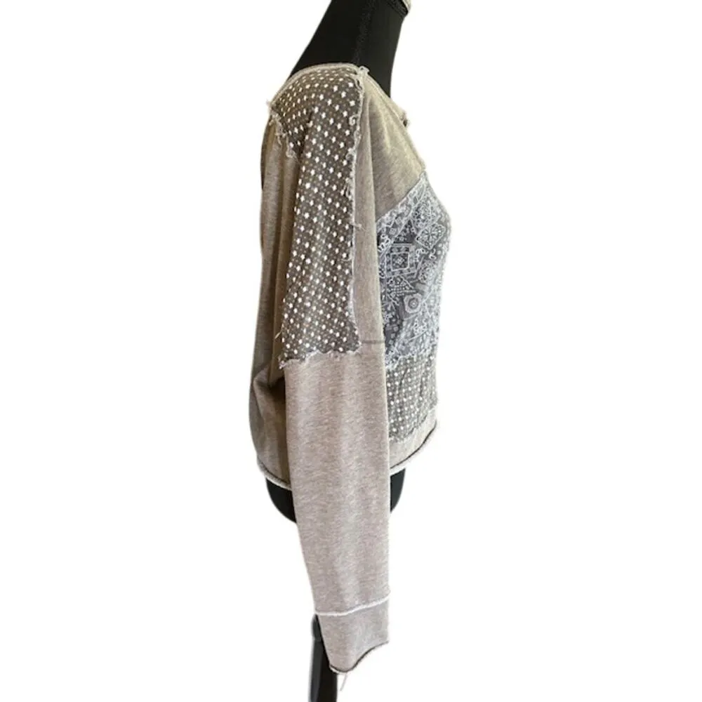 In Loom  Bandana Patchwork Distressed Pullover | Size L - Image 3