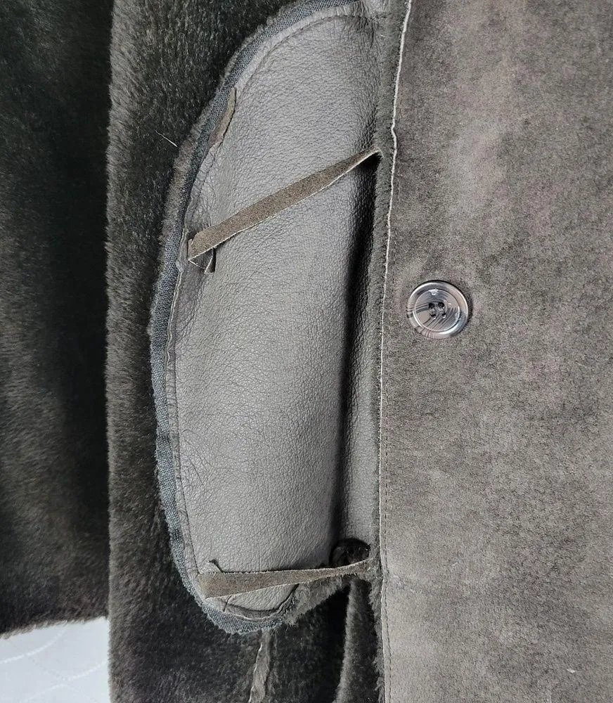 Damselle New York Womens Jacket XL Brown Leather Genuine Fur Trim Hooded - Image 8