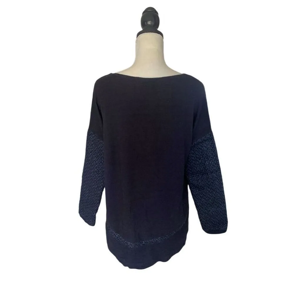 Generation Love Black Pullover Wool Blend Sweater S/XS Textured Sleeves High Low - Image 2