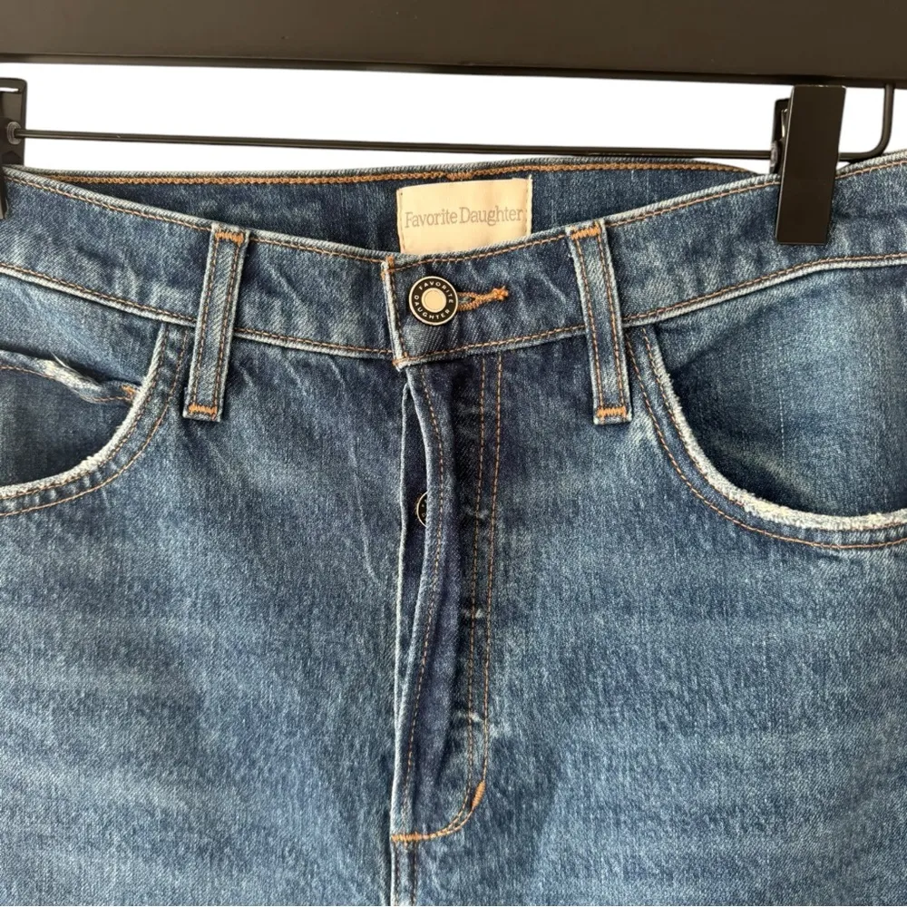 Favorite Daughter Valentina Cuffed Super High Rise Straight Jeans Medium Wash 26 Blue - Image 9