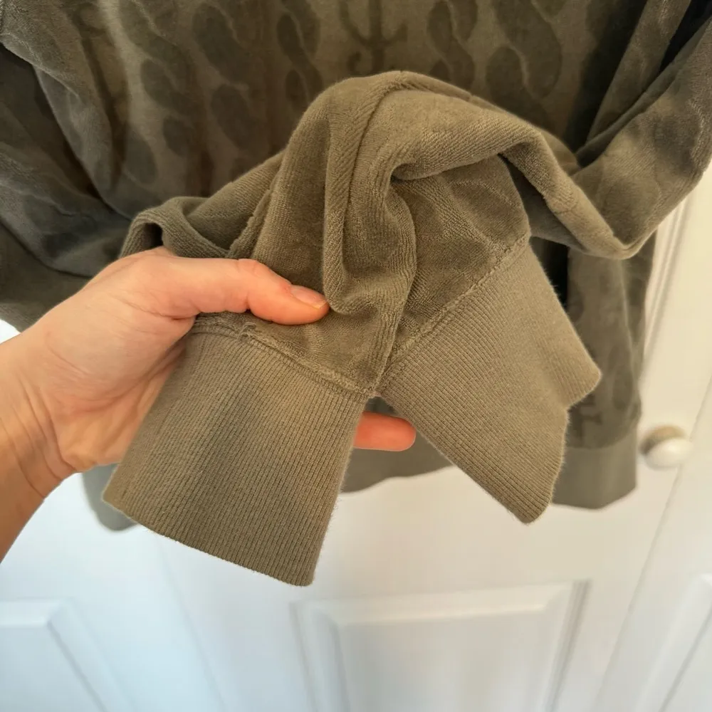 Vintage “JC” Juicy Couture pattern Olive Green Velour track suit jacket LARGE - Image 2