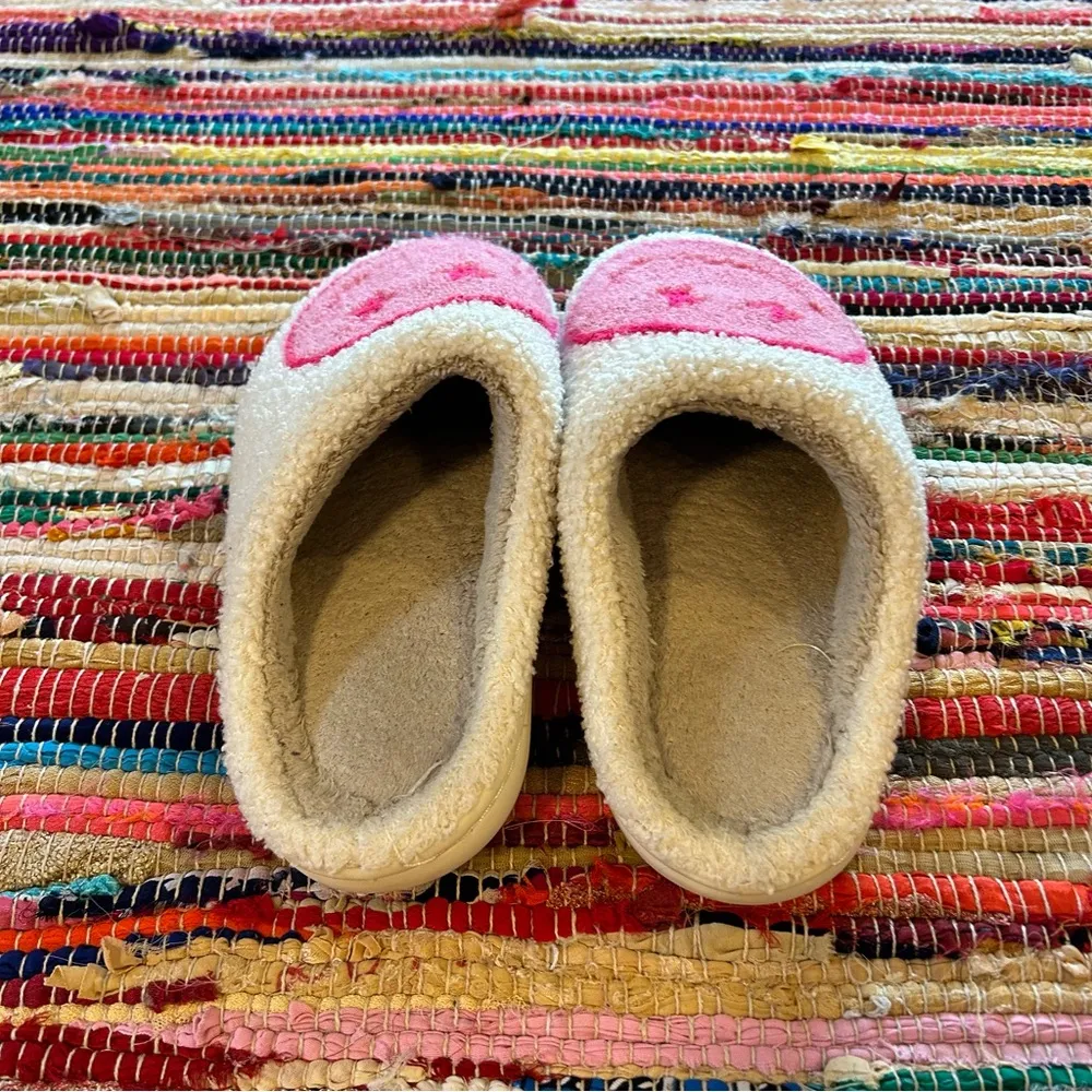 Link Neon Smile Face Slippers Lightning Bolt Eyes Women Size 8 / 9 White - Image 6