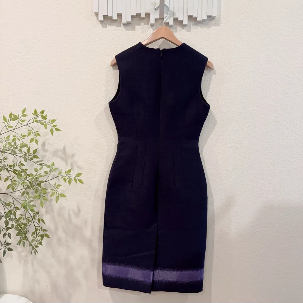 Balenciaga Navy with Ultraviolet Virgin Wool Blend Sleeveless Midi Dress US6 NWT - Image 8