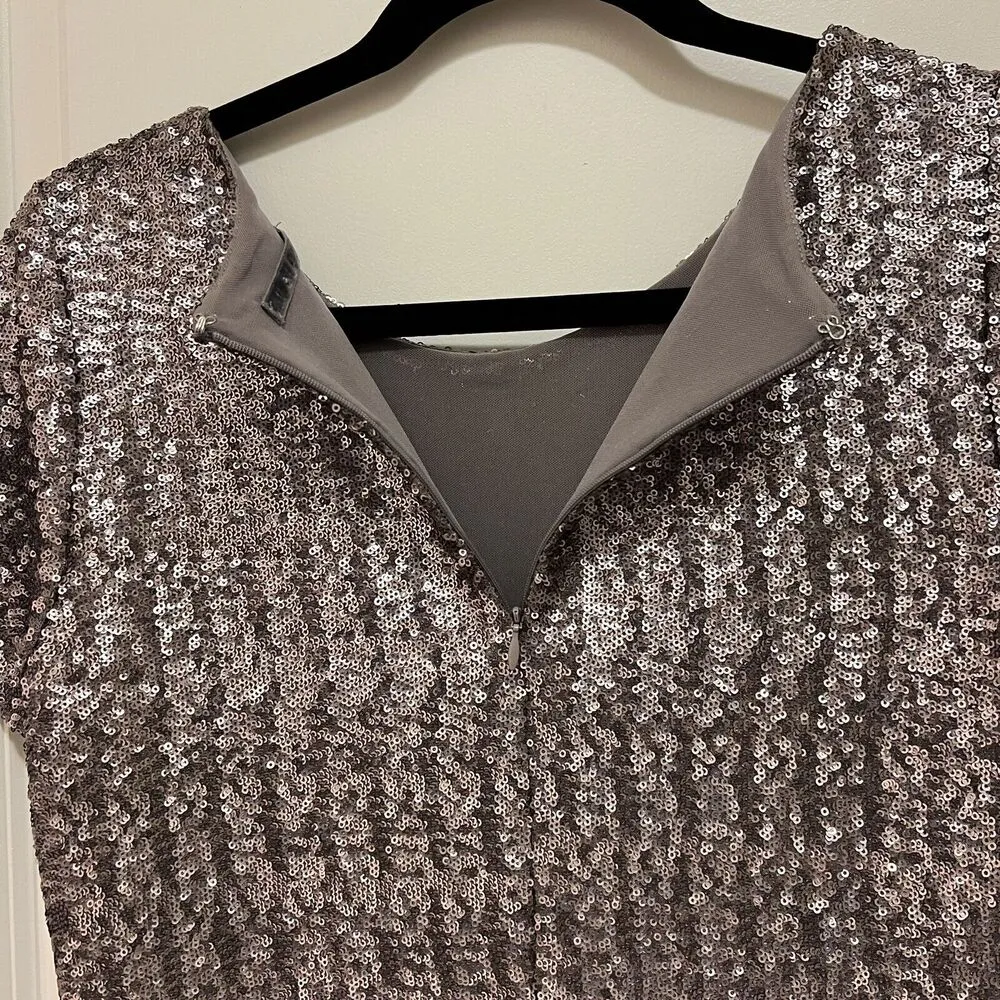 Anthropologie VELVET Top by Graham & Spencer Size S Vonnie Sequin Pewter Gray Silver - Image 6
