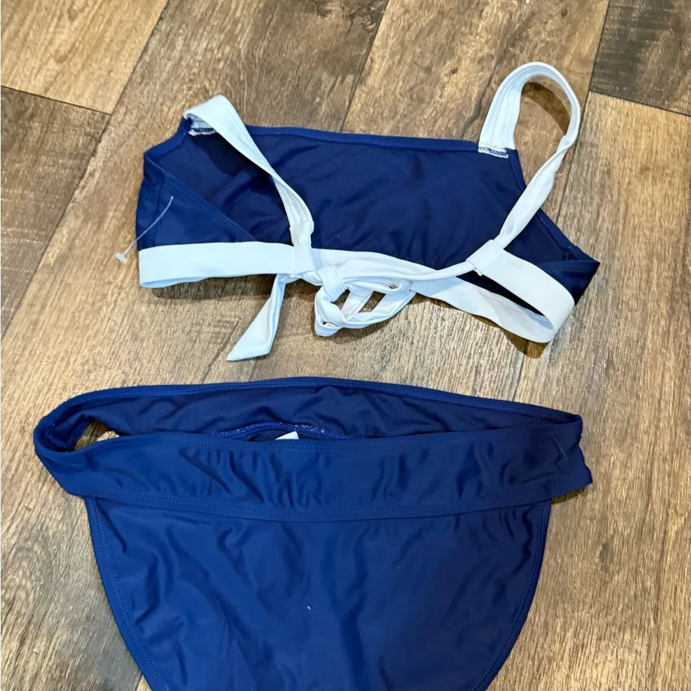 Athletic Blue and White Bikini Swim Set Size M - Image 8