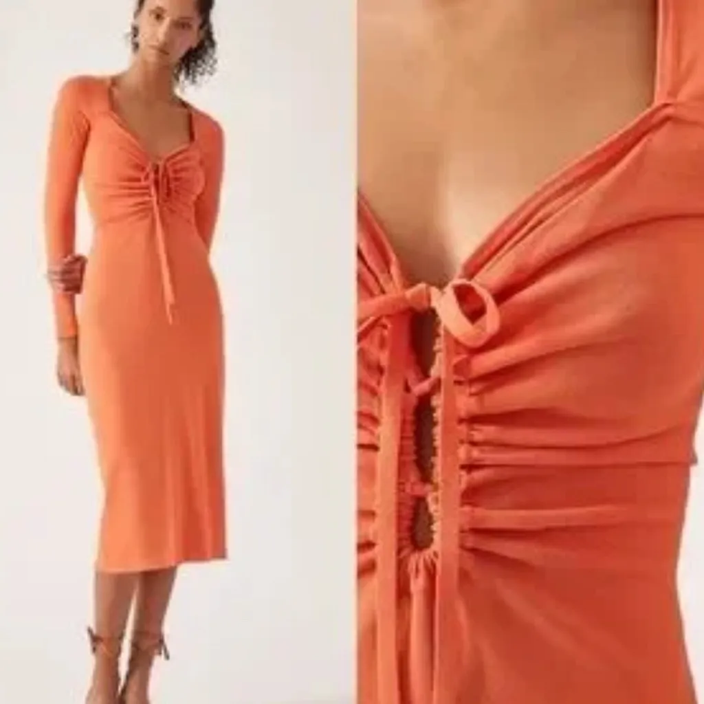 Callahan Vibrant Orange Long Sleeve Dress Size XS - Image 2