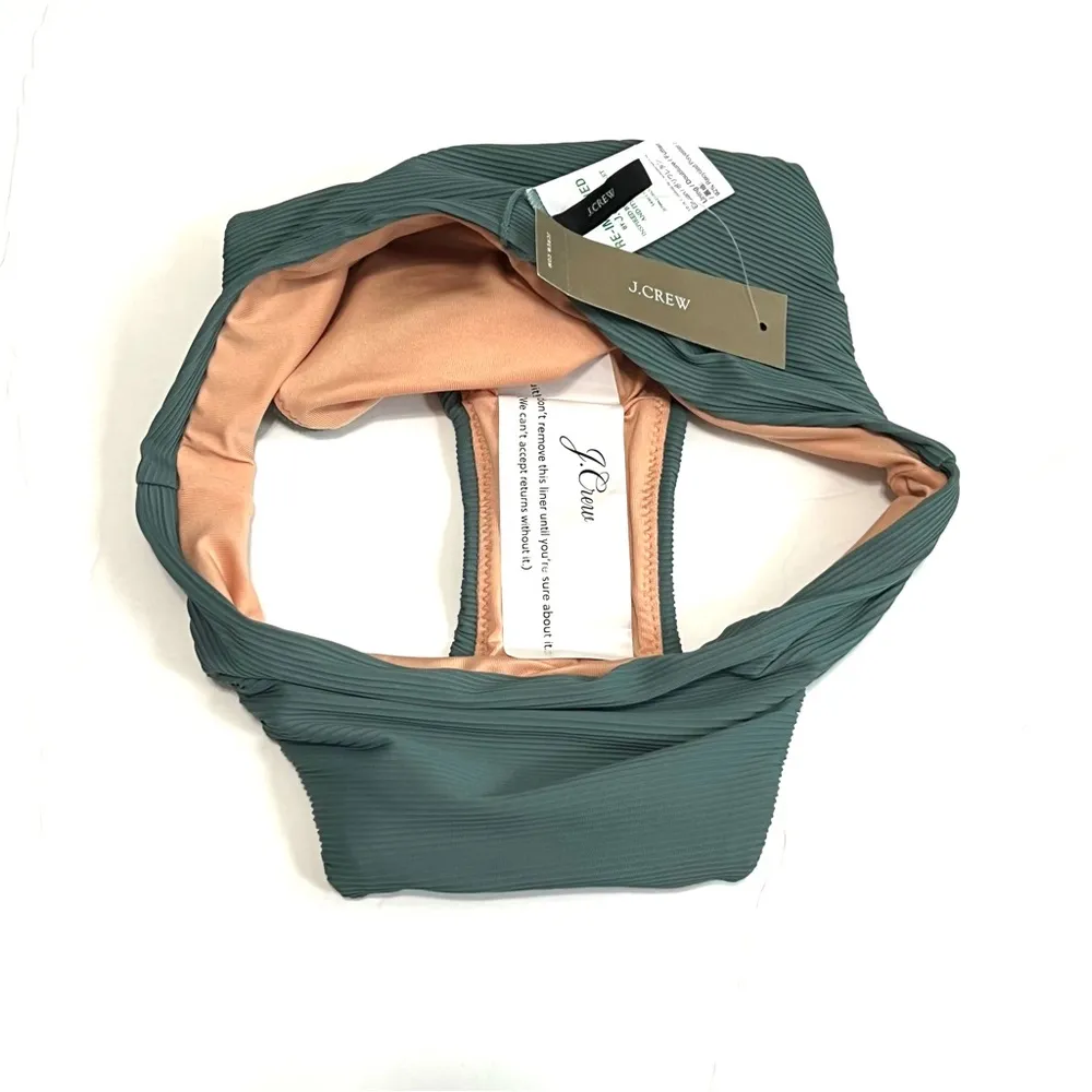 Ribbed High Rise Cheeky Bikini Bottom in Alhambra Green Size XXS - Image 8