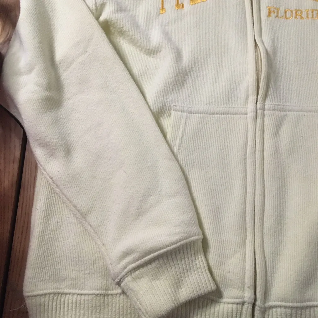#2 Women FT Lauderdale Florida Zip Up Hoodie Stretchy Cream Yellow Size Large XL - Image 4
