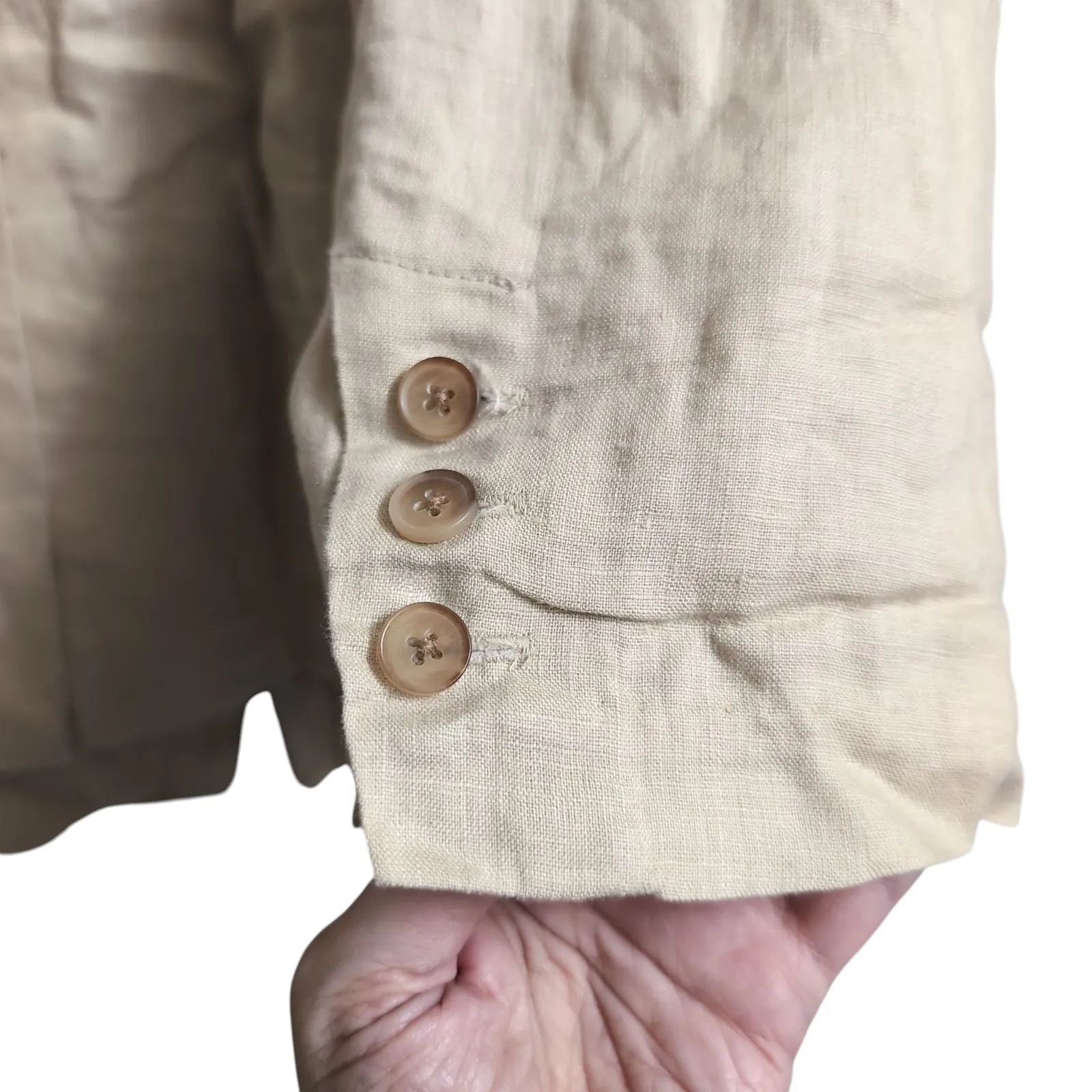 Quince L 100% Linen Blazer Driftwood Tan Quiet Luxury Minimalist Jacket Size L - Image 4