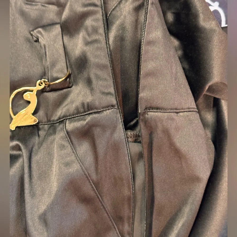 Baby Phat Women's Black Satin Pencil Skirt Knee Length with Charm Detail size 11 - Image 5