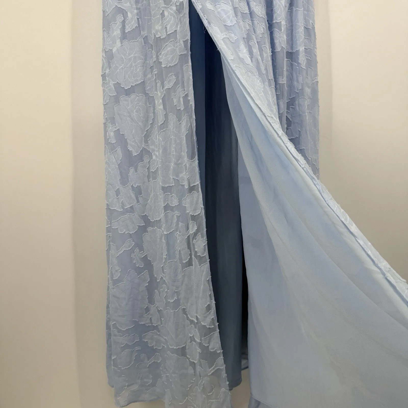 Lulus Maxi Dress Sweet Sophistication Light Blue Burnout Floral Size M Fairy - Image 5