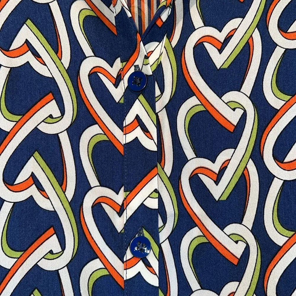 Cabi Dress Women Small 5370 Amour Button Down Heart Print Sleeveless Shirt Dress - Image 6