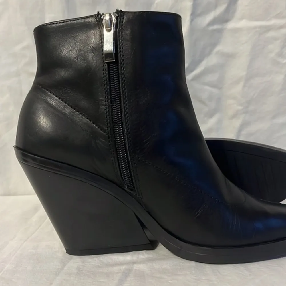 Zara Pointed Western Side Zip Leather Ankle Wedge Heel NWOT - Image 8