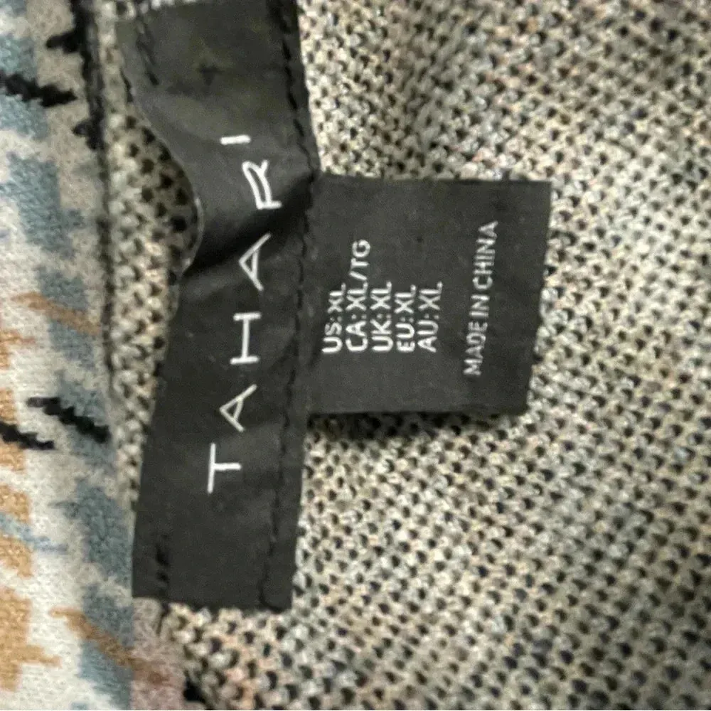 Tahari Houndstooth Blazer Jacket Blue Black Tan Size XL Business Casual Dressy - Image 6