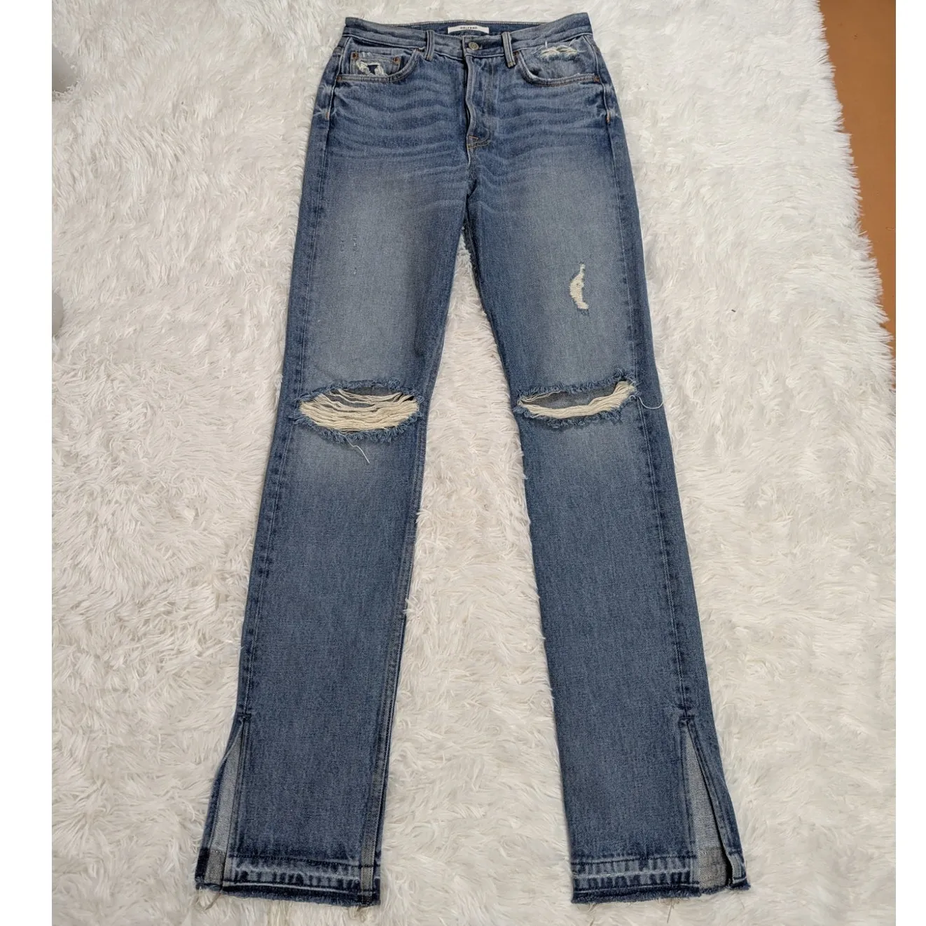 GRLFRND Natalia Distressed High Rise Straight Jeans Size 27 - Image 11