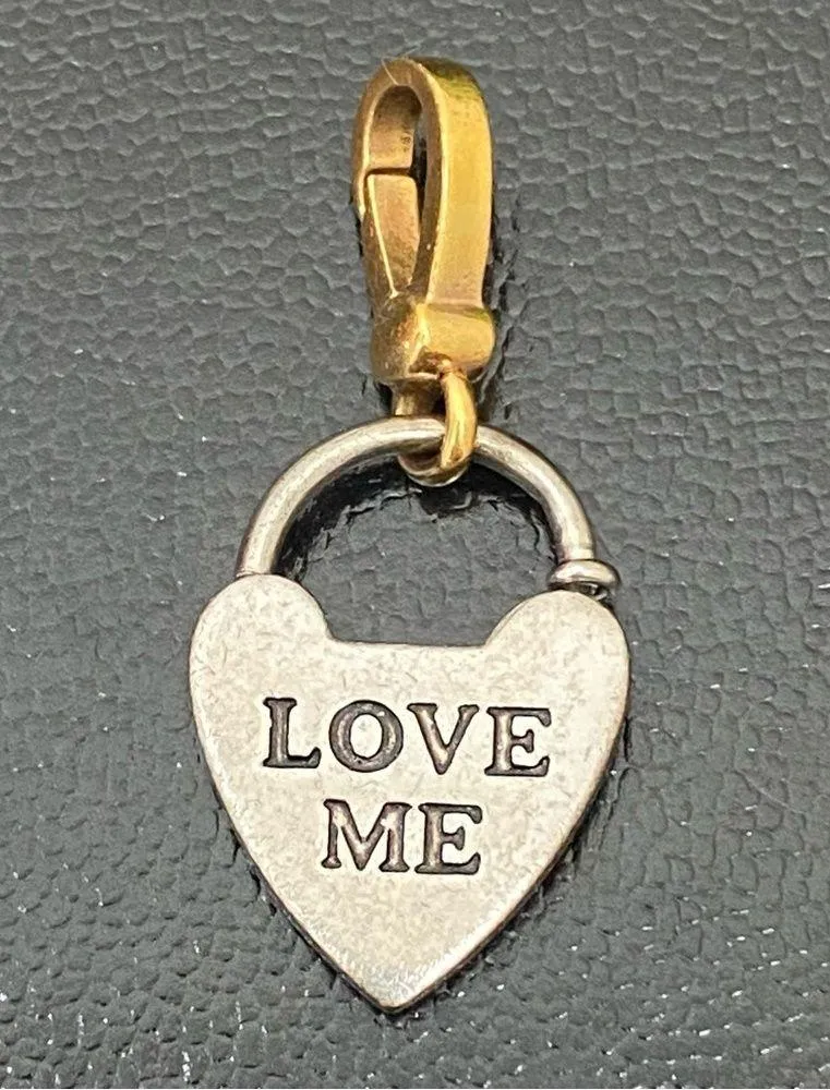 Retired RARE  2-tone “LOVE ME” Lock Collectible Bracelet Charm - Image 5