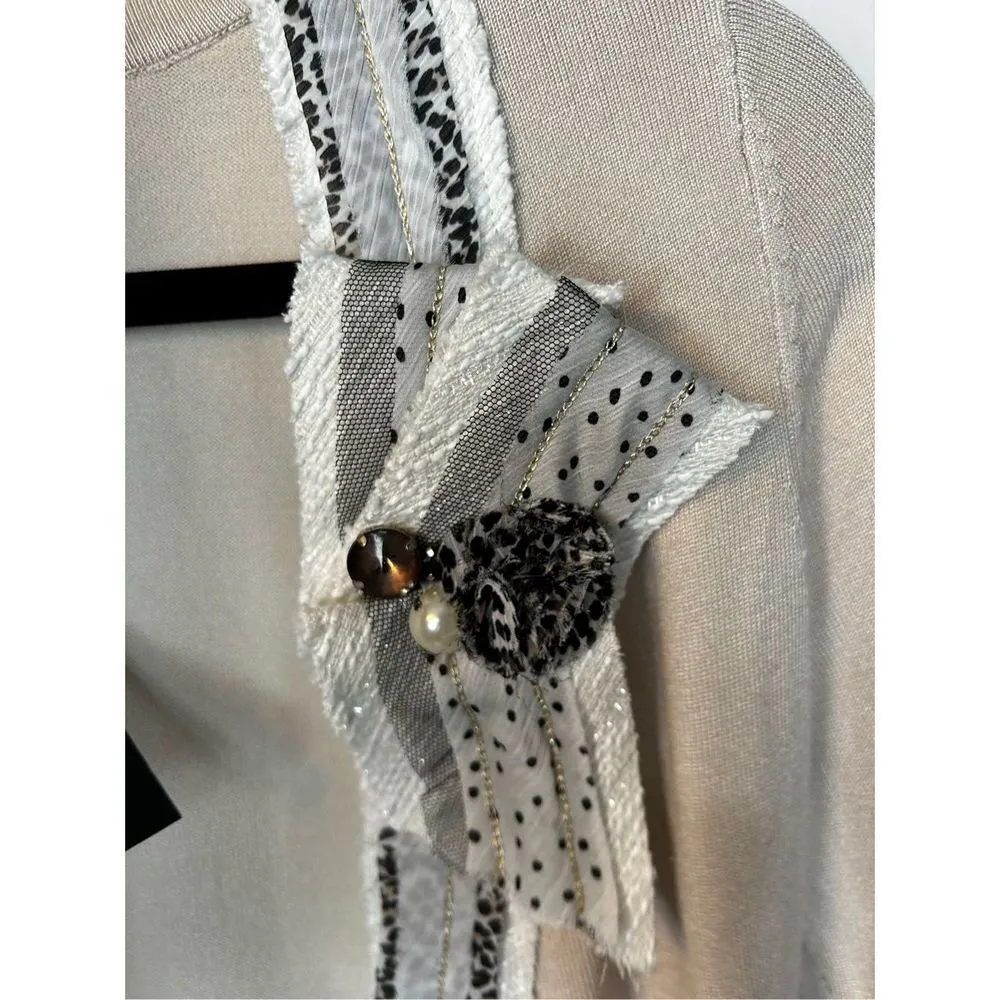 White House Black Market cardigan NWT Sz XS - creme tan and black career sweater - Image 11