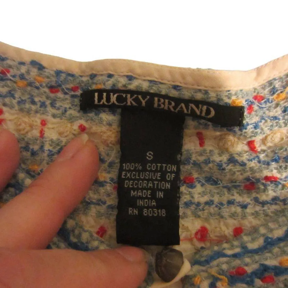 Lucky Brand Peasant Boho Embroidered Tunic Top Small - Image 3