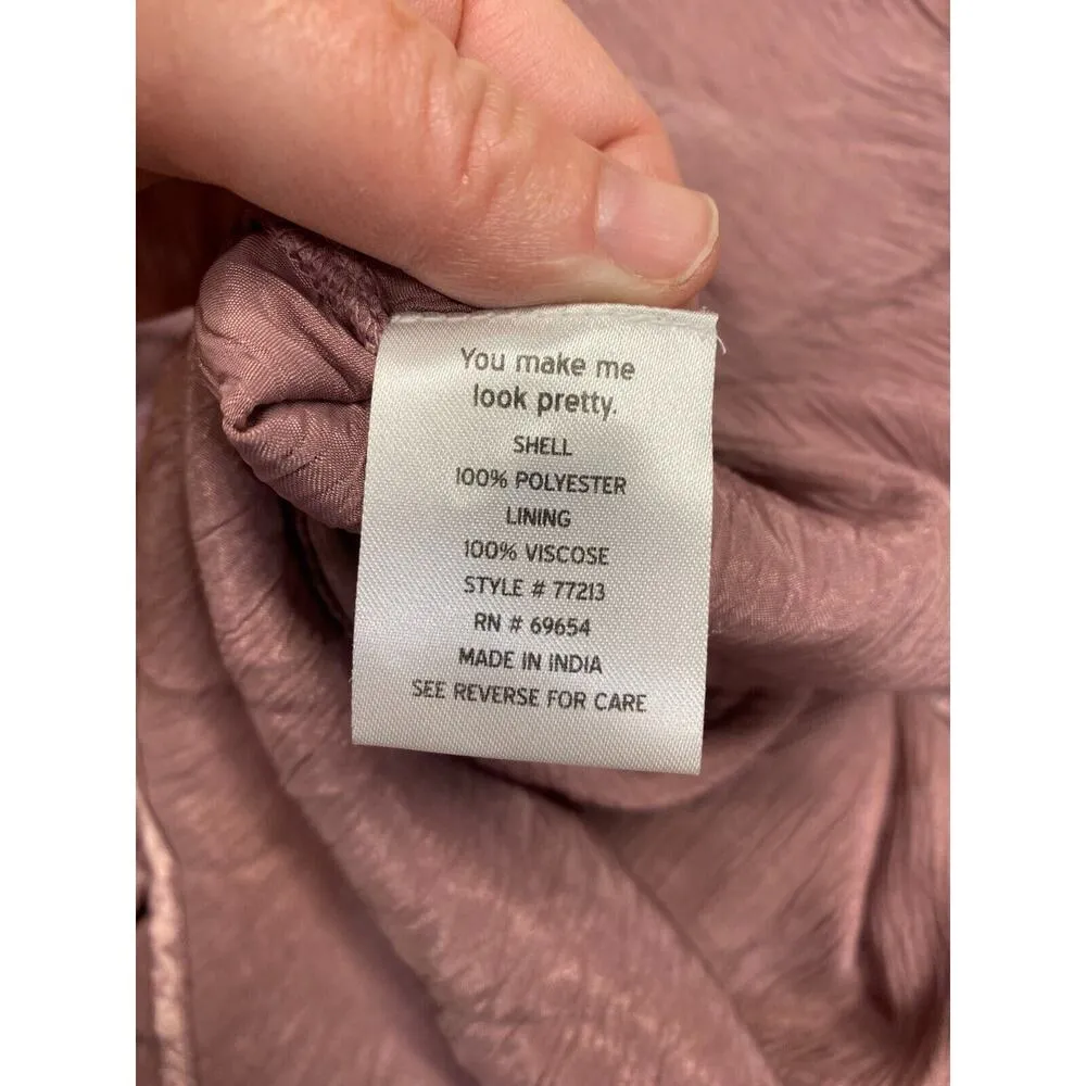 Rahi Mini Dress Womens Large Metallic Pink Antique Rose Lustrous Cut - Image 6