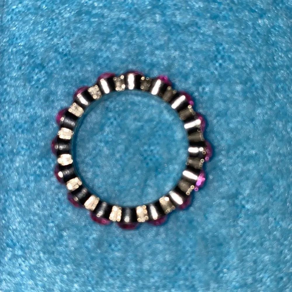 ETERNITY Ring Pink crystal silver tone sparkly September birthstone size 7.5 - Image 3