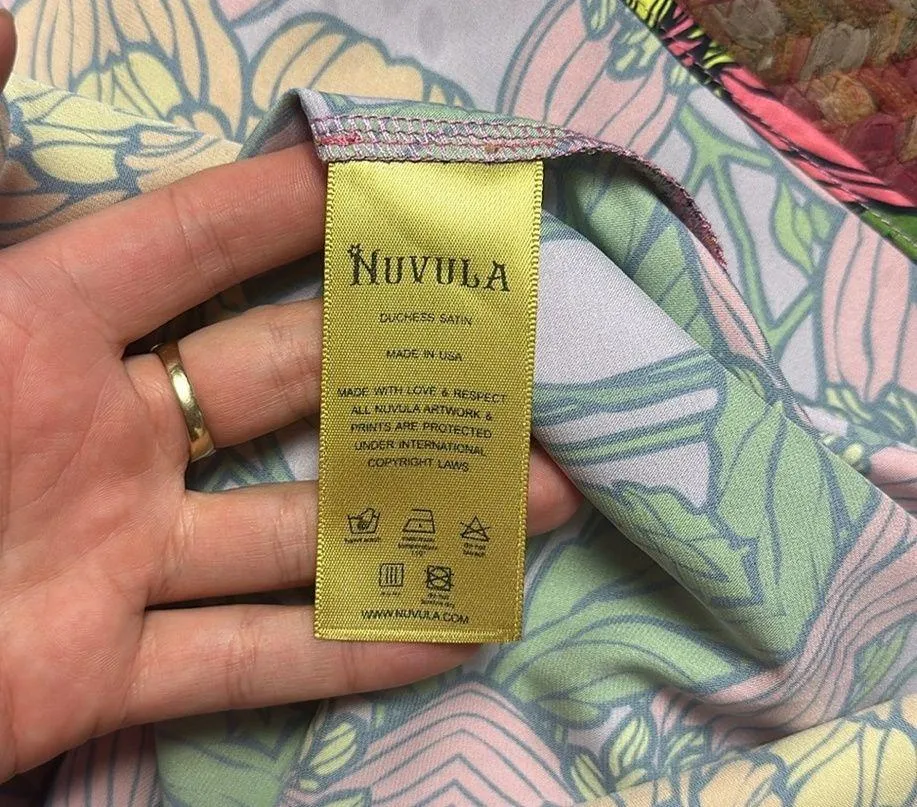 NWT NUVULA SATIN EXOTIC FLORAL ORANGE PRINT MAXI CAMI SLIP DRESS Pink Size M - Image 5