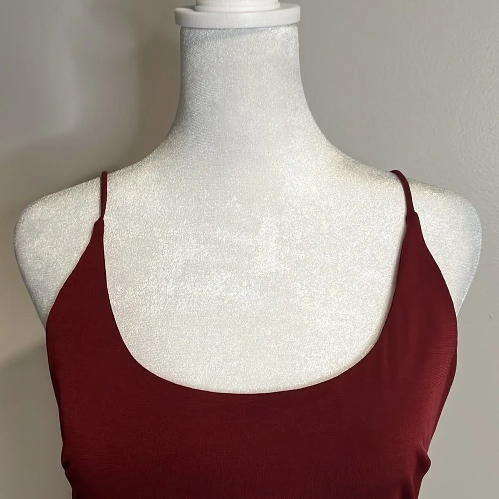 LUSH NWT high front slit slip dress burgundy - small - Image 2