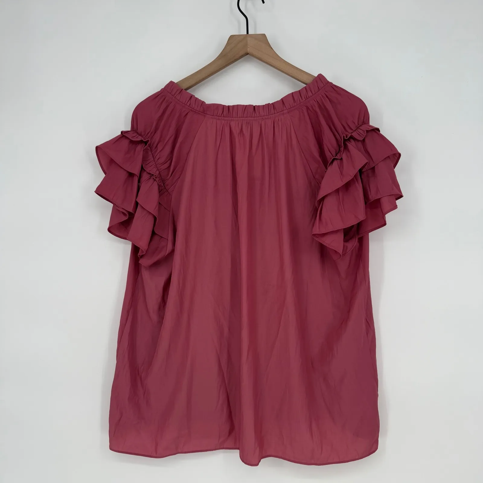 Rose Olive XL Pink Ruffle Sleeve Tie Neck Blouse Top Shirt Womens Size undefined - Image 7