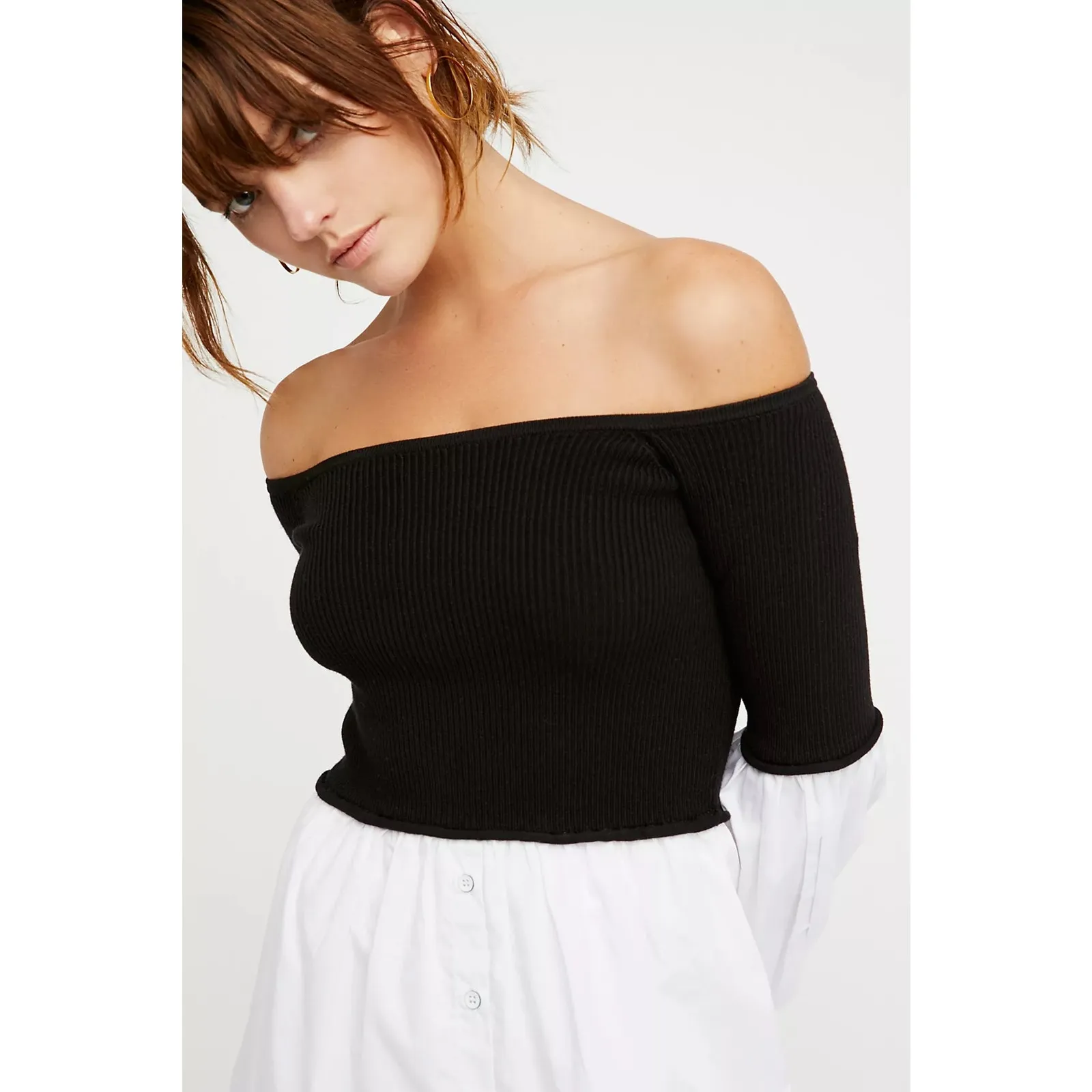 NWT Free People Chunky Rib Sweater Mini Dress Black & White Size XS - Image 3