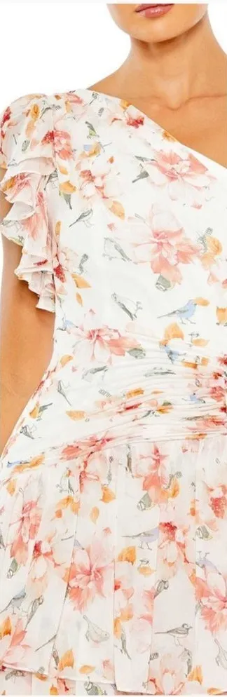 Mac Duggal 55810 Womens Floral Ruffle One Shoulder Gown Dress - Image 2