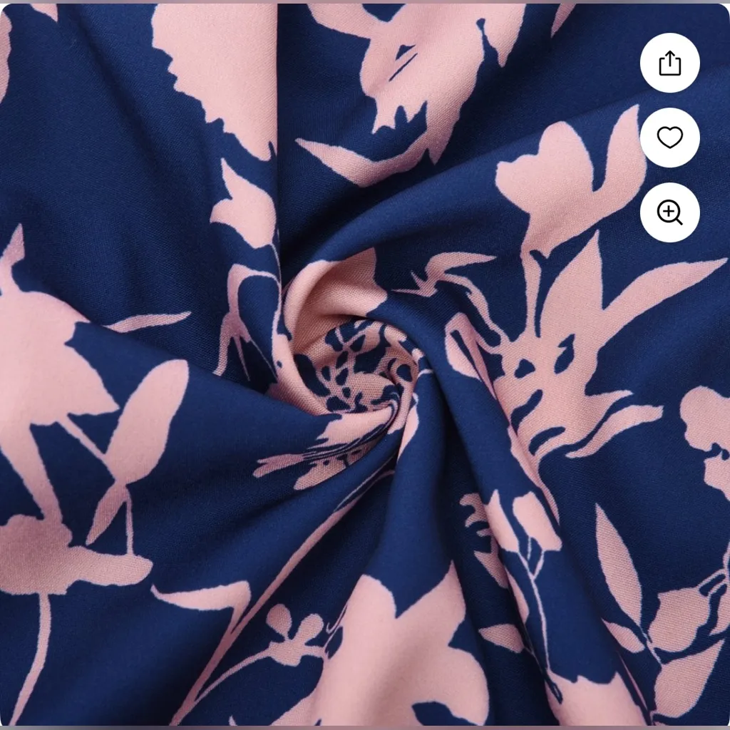 NEW Blue Floral Tie Waist Flowy Swing A Line V Neck Midi Dress M Size M - Image 5