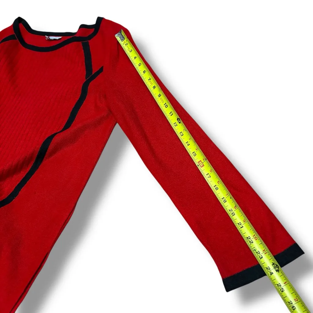 MING Red Black Tunic Sweater Top – Medium - Image 6