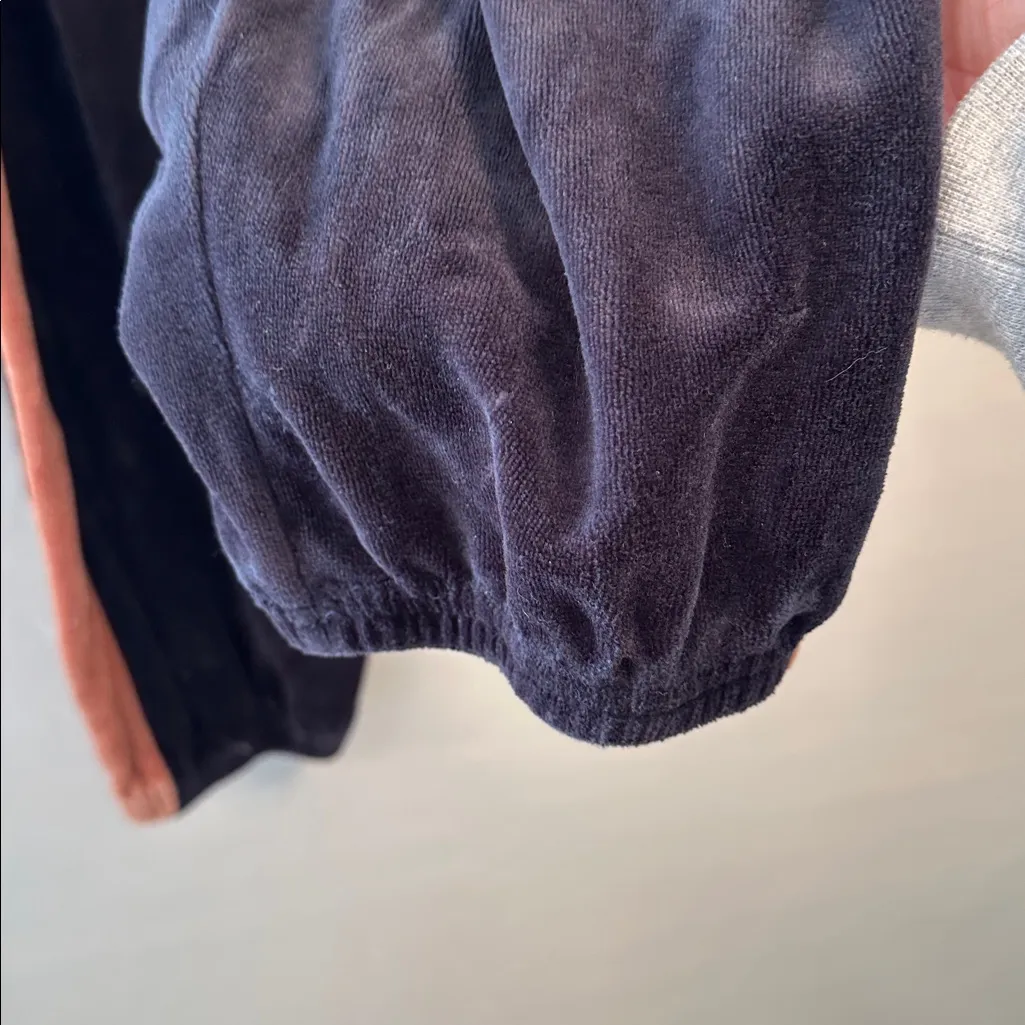 Monrow Neptune Womens Velour Jumpsuit joggers with stripe no size Navy Brown Blue - Image 4