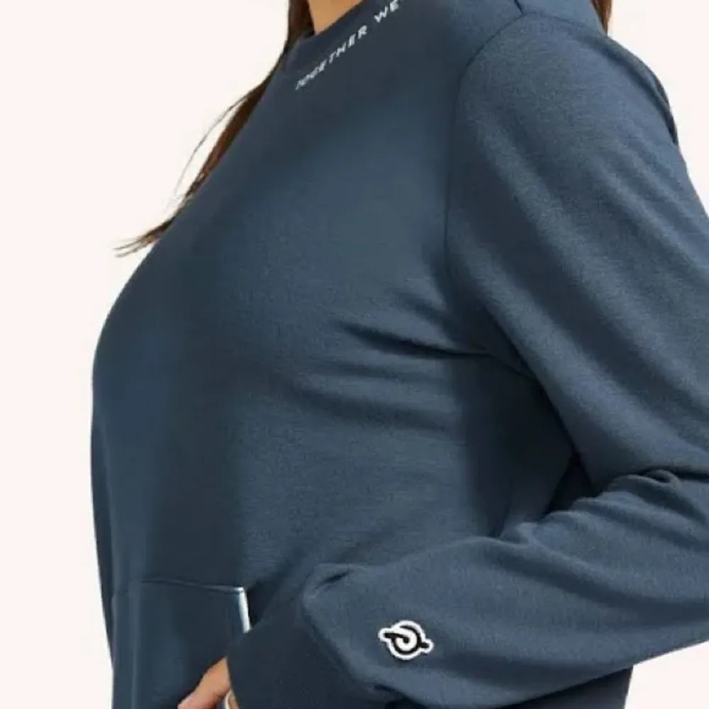 PELOTON Navy Blue ELEVATE Pocket Crewneck Pullover Sweatshirt Womens Small soft - Image 3