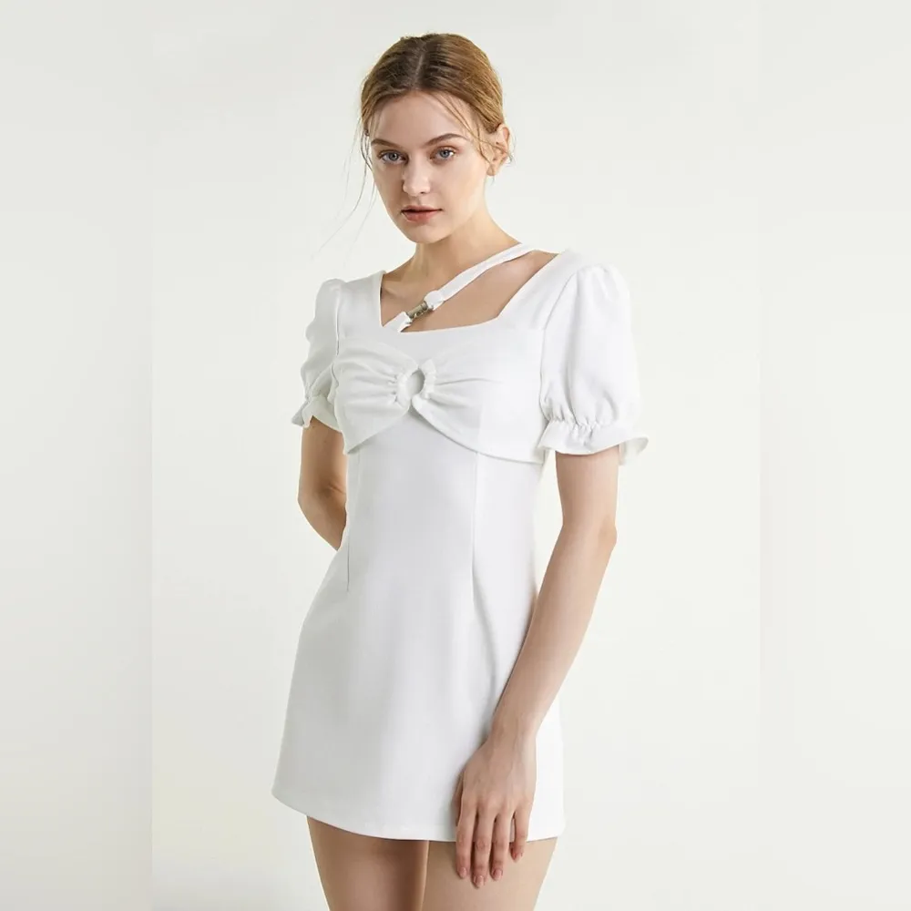 J.ING White Mini Dress with Bow - Image 5