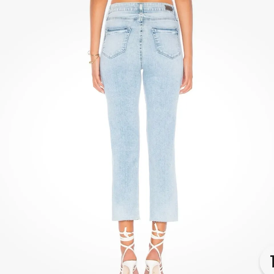 PAIGE Hoxton Straight Ankle Leg Raw Hem Distressed Jeans Pasadena Wash Size 27 - Image 2