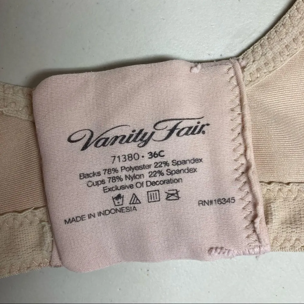 VANITY FAIR Women’s Tan Bra Size 36C, NO WIRES WIRELESS - Image 4