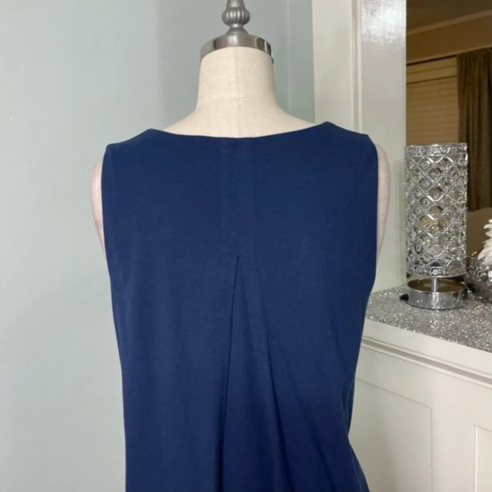 J.Jill Layered Cotton Tank Top Pure Jill Navy Blue Small - Image 7