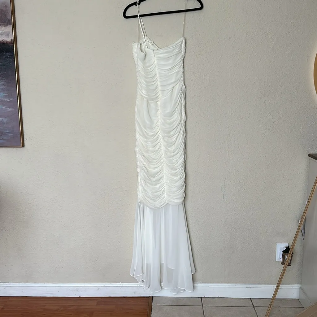 HOUSE OF CB 'Pearla' Ivory Ruched Maxi Dress NWOT size S - Image 8
