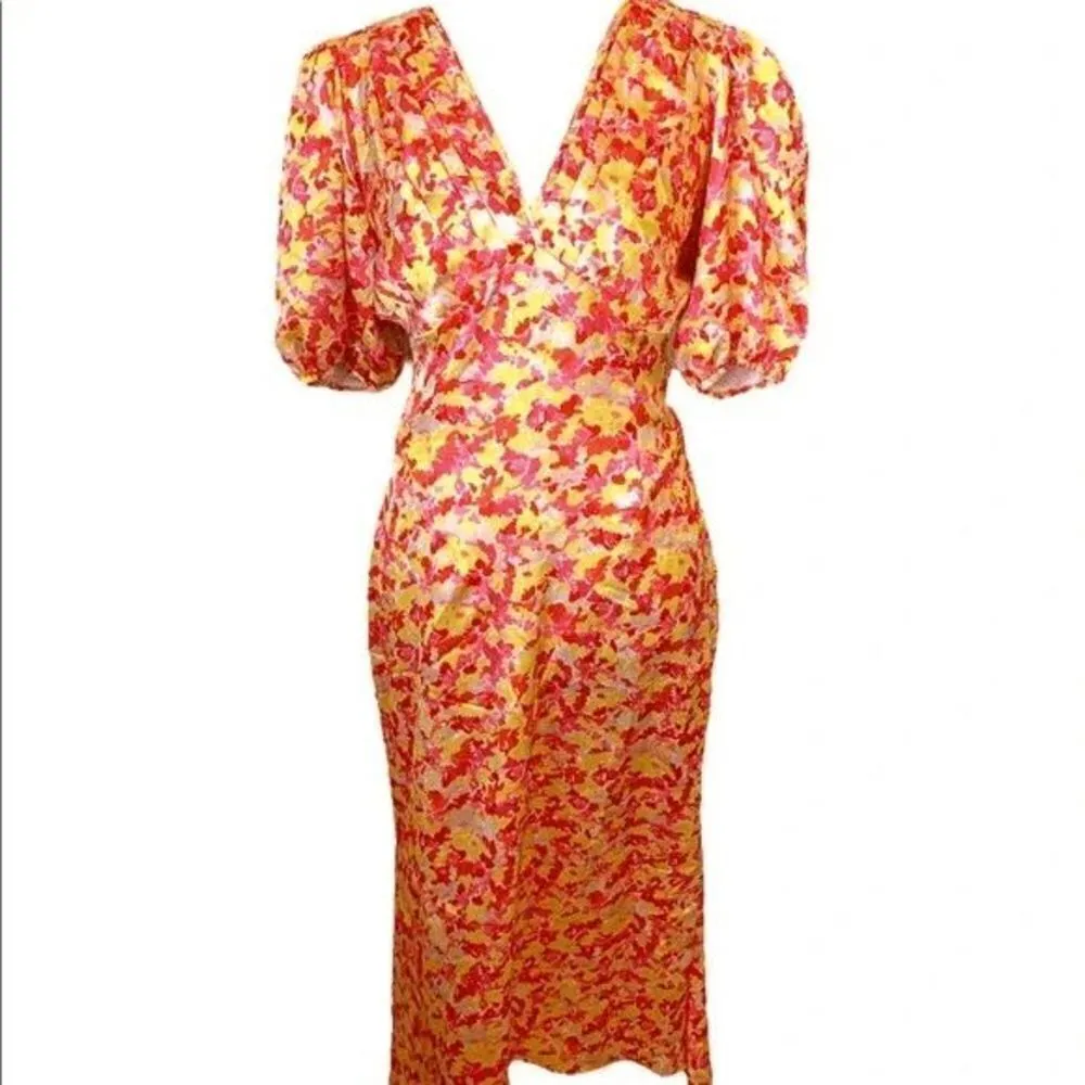 Lini Amalia Dress in Yellow Multi Size Large Red - Image 2