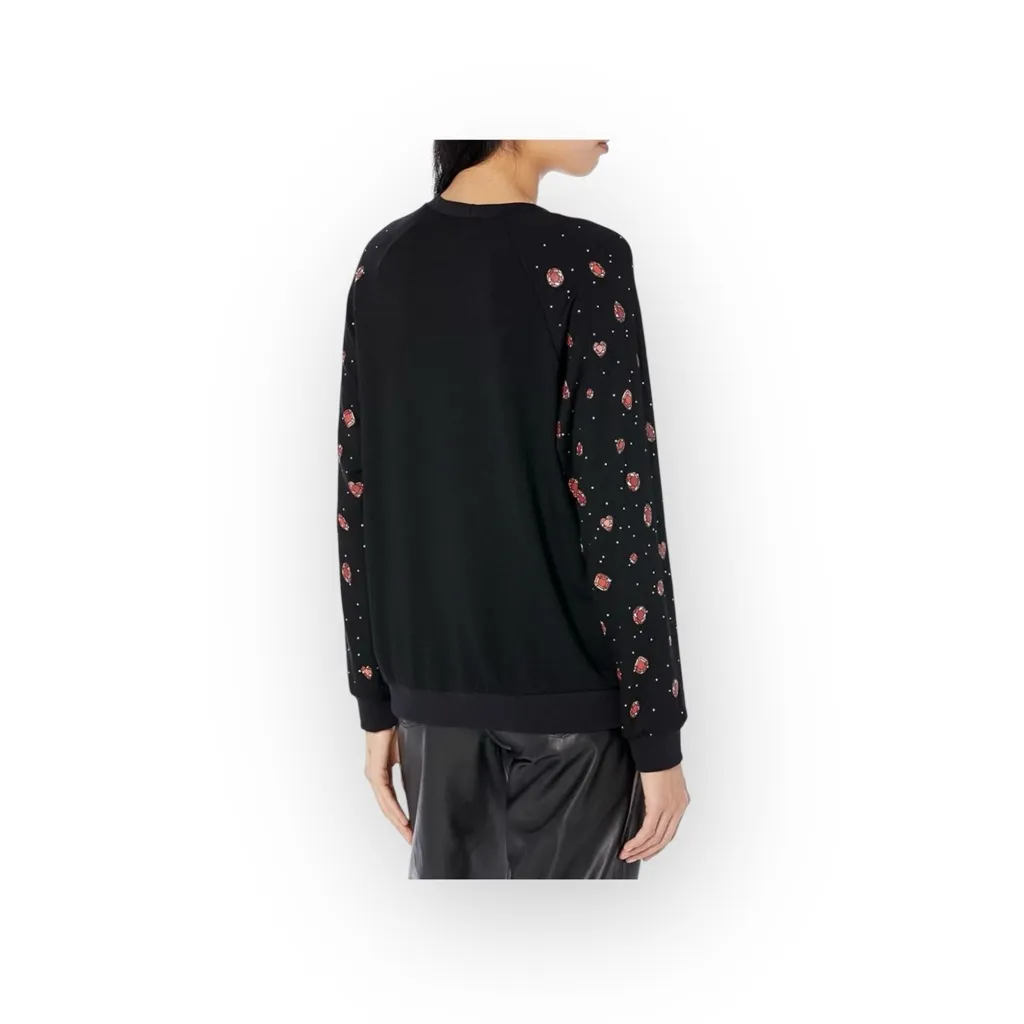 Lauren Moshi ᨎ Noleta Ruby Lip Super Soft Pullover Sweatshirt ᨎ Jet Black ᨎ XS - Image 4