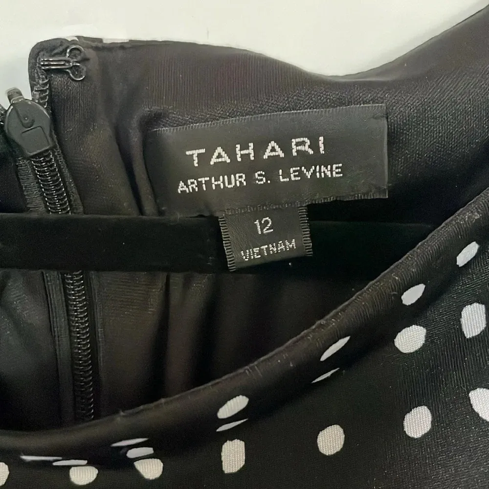 Tahari Black and White Polka Dot Dress Size 12 NWT - Image 3