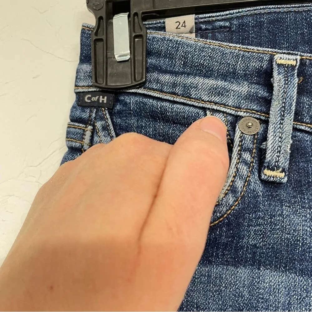 Citizens Of Humanity Medium Wash Rocket Crop High Rose Skinny Jeans 24 Raw Hem - Image 7